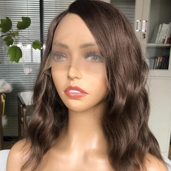 12inch Wavy Brown Lace Front Wig